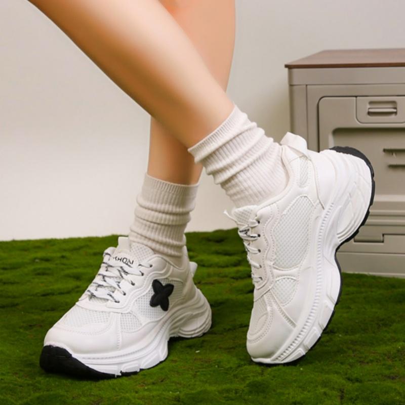 New Spring/autumn Mesh Breathable Sports Walking Shoes with Cross Straps Fashionable Non-slip Women's Casual Vulcanized Shoes
