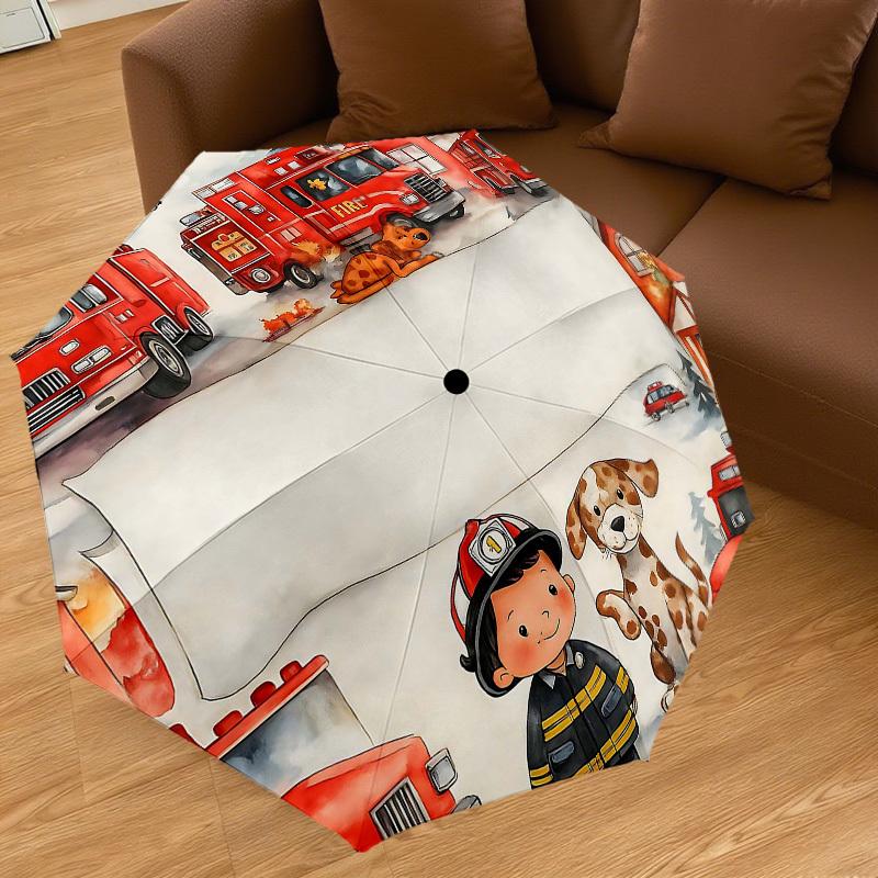 1PC Firefighter Dog Umbrella-8-Rib Reinforced, Automatic Open, Lightweight & Durable, Fashion Accessory for Outdoor, H0373