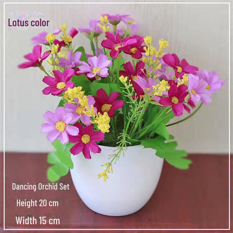 Decorative Small Artificial Potted Flowers Set for Home and Living Room Decor