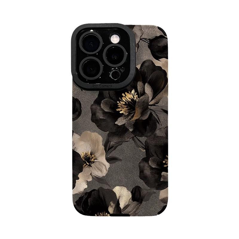 Herbst- und Winter-Tuschblumen sind geeignet für Apple 17Pro neues 15 Klapp-Pelz iPhon16promax Anti-Drop-Feinloch-Hülle