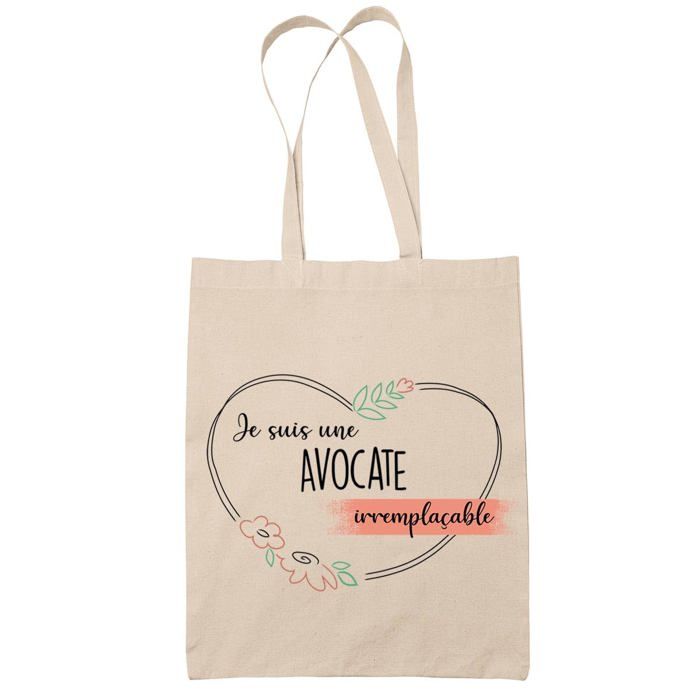 Tote bag - PLANETEE - Avocate femme Irremplaçable - Coton naturel - Imprimé en France - Grande contenance