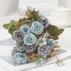 Bouquet di Fiori Artificiali Rosa e Viola, Garofano e Ortensia Finti in Seta per Decorazioni Casa e Matrimonio