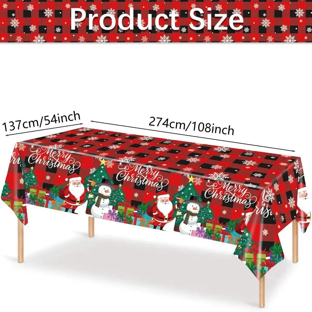 Plastic Christmas Tablecloth Disposable Bronzing Disposable Tablecloths Snowflake Pattern Snowman Design Table Cover