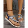 Sandals Women's Fashion Casual Flat Small Wedge Rhinestone Chain Handmade Women's Sandals