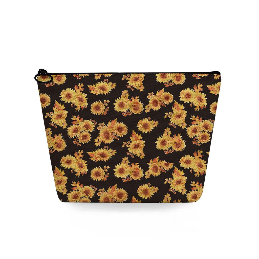 Women Sunflower Print Cosmetic Bag Toiletries Organize Travel Storage Case 6788