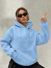 Women's Loose-fitting Hooded Long-sleeved Drawstring Kangaroo Pocket Pullover Hoodie, Casual Street Style, Autumn Daily Wear