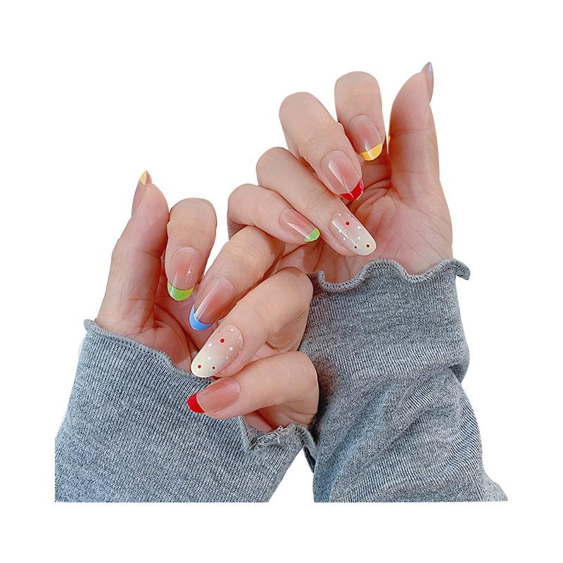 Handmade Student Style Wearable Nail Tips - Fresh, Cute, Detachable, Short Oval Design for 2026