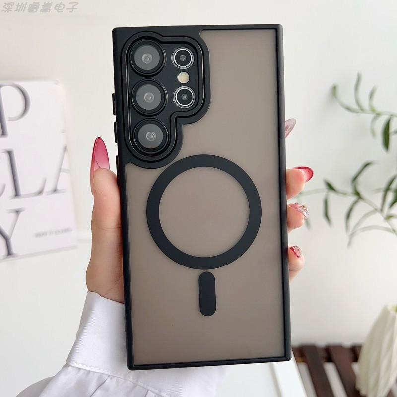 Suitable Samsung S26ultra Gold Shield Matte Skin Magnetic Phone Case S25plus Protective Cover Lens Film S24