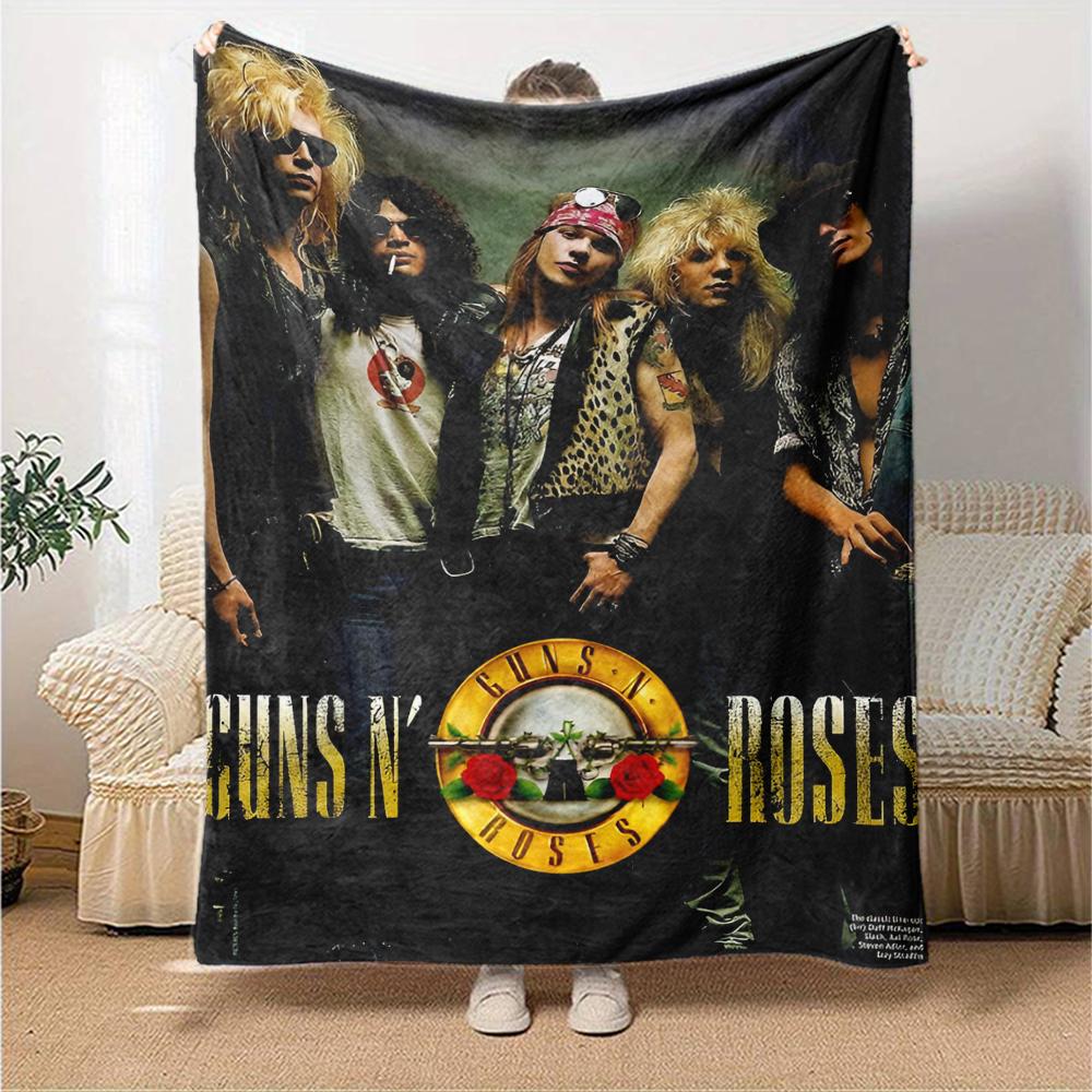 Guns N Roses Theme Printed Blanket - Perfect for Couch, Bed, Travel & Outdoor Use | Machine Washable, Cozy & Durable.
