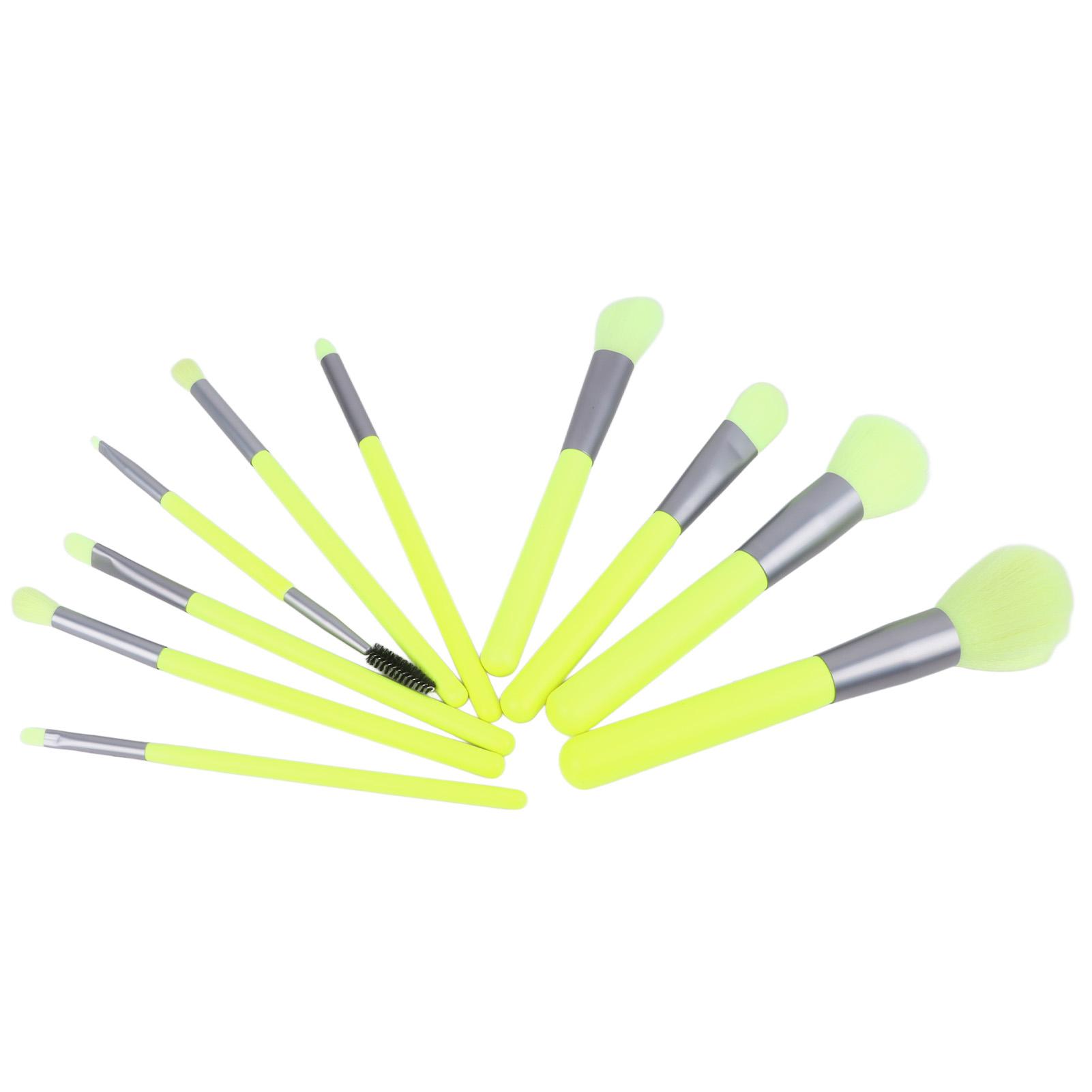 10pcs Makeup Brushes Set Wooden Handle Foundation Blending Blush Powder Makeup Brushes Kit Fluorescent Green