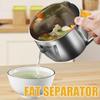 1200ML Multifunction Oil Soup Seperator Stainless Steel Gravy Oil Soup Separator Multipurpose Oil Strainer with Handle and lid