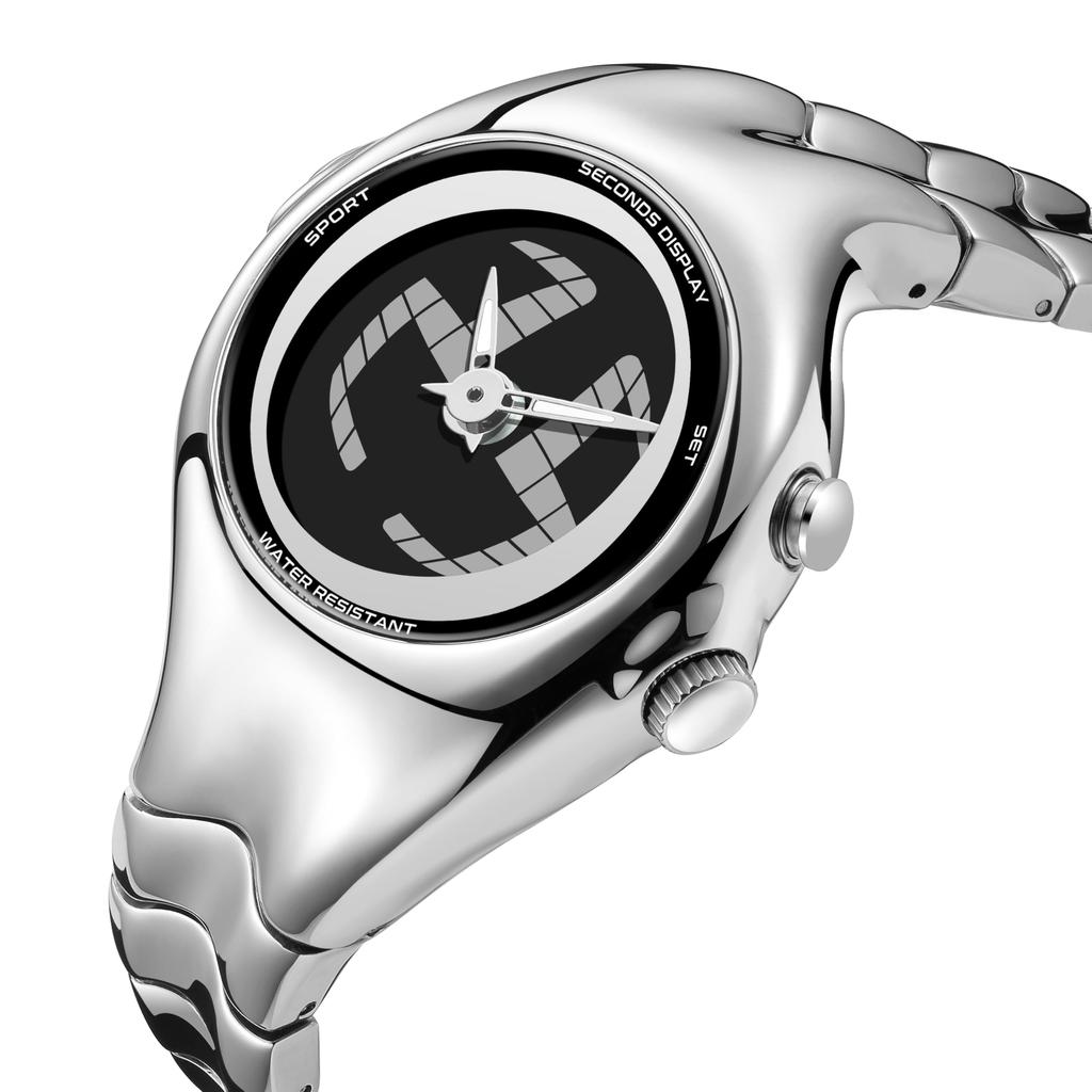 BENLYDESIGN Men's Digital Watch, Y2K Style, Retro Big Tick Display, Stainless Steel, Metal, Unisex, Stylish Gift, GL570