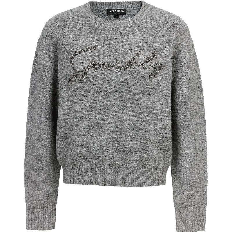 VEROMODA Beaded Round Neck Knit Sweater