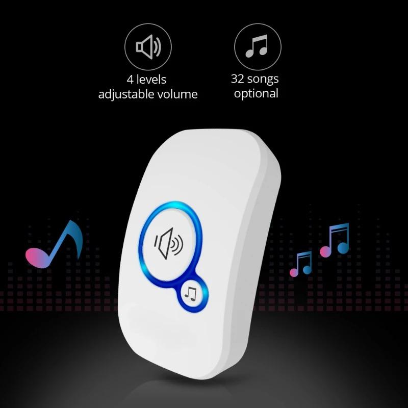Wireless Waterproof Doorbell Doorbell Waterproof Wireless Chime Home Doorbell Intelligent 32 Songs Smart Doorbell Alarm With Battery
