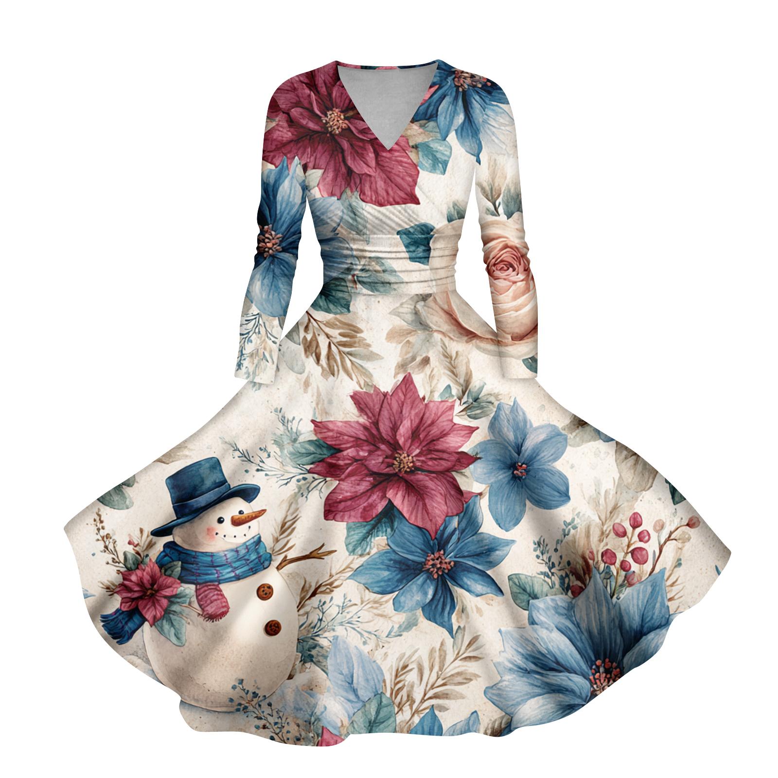 

Женское повседневное и модное платье с принтом рождественской елки, длинным рукавом, V-образным вырезом, сексуальное, с карманом XXXL белый