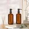 Amber Glass Soap Dispenser with Black Pump, Liquid Hand Soap Dispenser for Bathroom, Kitchen Dish Soap Dispenser, 16Oz 500ml