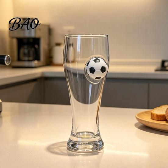 Large Capacity Wine Glass Soccer Beer Glass, 420ml Craft Pint Mug Party Atmosphere Decor with Football Decor, Pub Drinking Cup for Home Bar