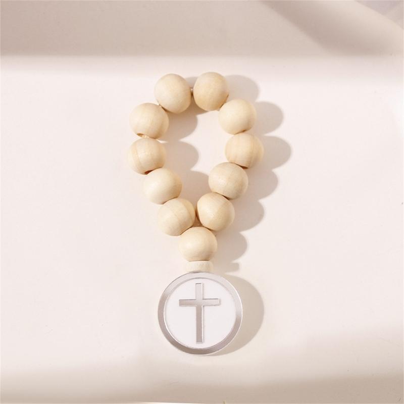 Wooden Rosary Bulk Catholic Prayer Rosary Beads with Crosses Pendants Mesh Bag Baptism First Communion Baby Shower A0KF