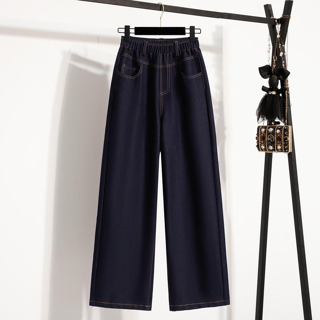 DIMANAF 2025 Autumn Denim Plus Size Women Jeans Pants Elastic Basic Blue High Waist Trousers Oversize New Pants 5XL