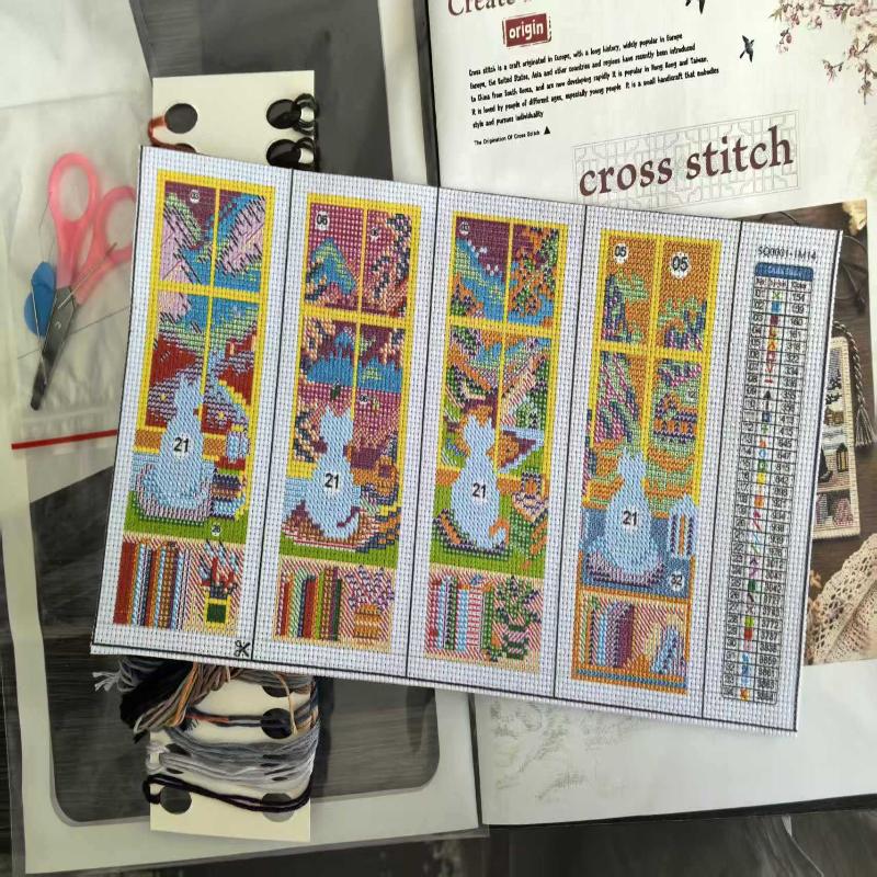 DIY Seasonal Cat Cross Bookmark Material Kit Handcrafted Braided Rope for Art Craft Enthusiasts Personalized Book Accessory Gift