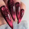24 Stycken Bär Naglar Lösnaglar, Röd Kattöga, Halloween Nagelkonst, Europeiska och Amerikanska Spetsiga Nagelbitar