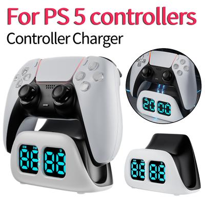 For PS 5 Controller Charger with Clock Display Charging Station Multifunctional Game Controller Charging Dock for PS 5 Accessory