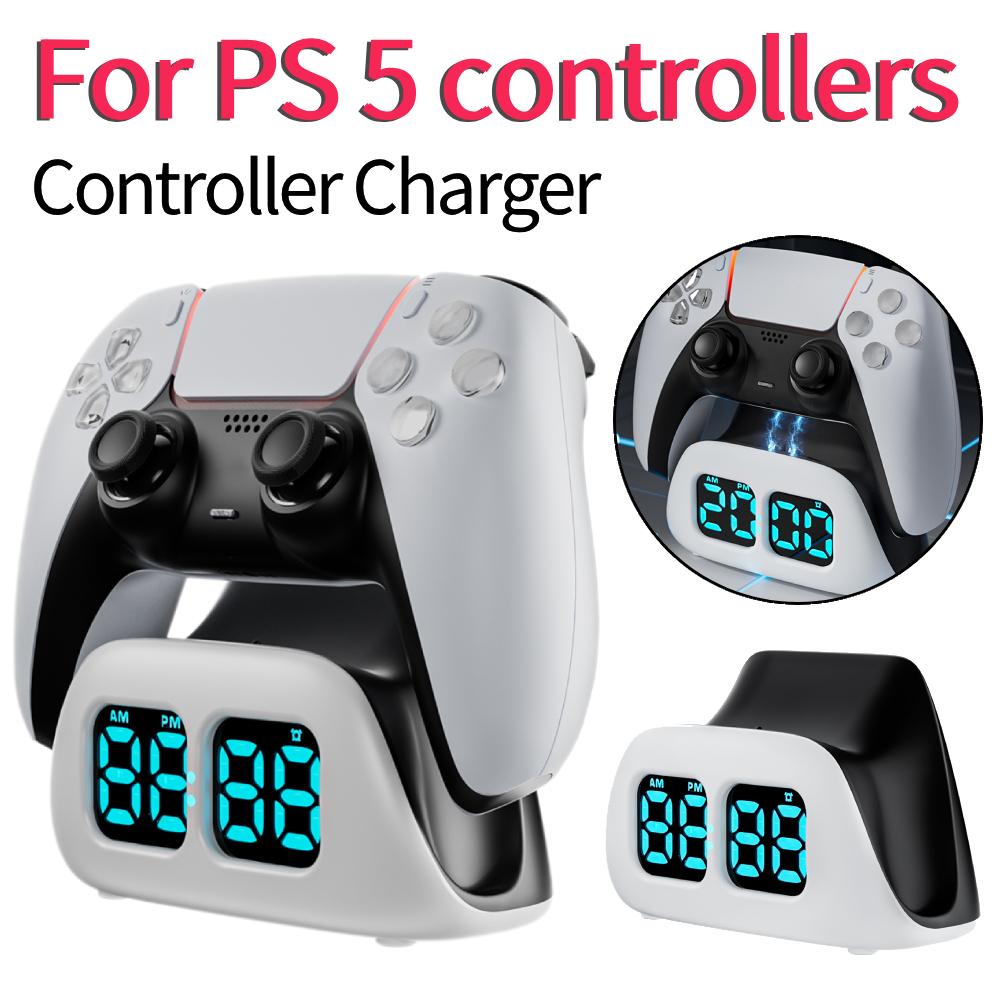 For PS 5 Controller Charger with Clock Display Charging Station Multifunctional Game Controller Charging Dock for PS 5 Accessory