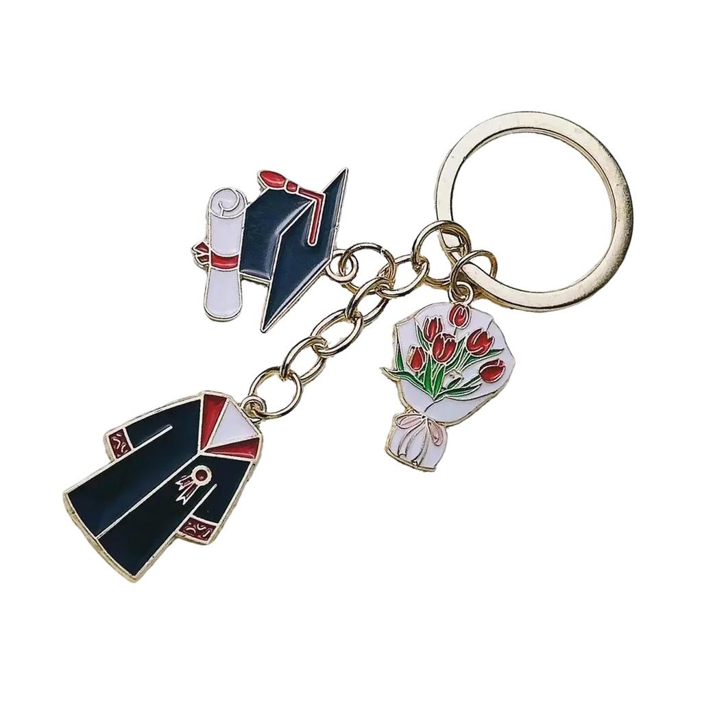 Graduation Themed Key Ring Bachelor Uniform Keychain Metal Keyring for Backpack and Purse Decoration Student Gift