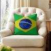 BBrazil Flag Cushion Cover Natural Linen Organic Fabric DoubleSided Printing Couch Pillow Covers Home Decor