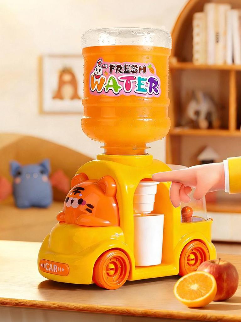 Cartoon Car & Dinosaur Mini Water Dispenser, Press Type Pretend Play Water Drinking Toy for Kids