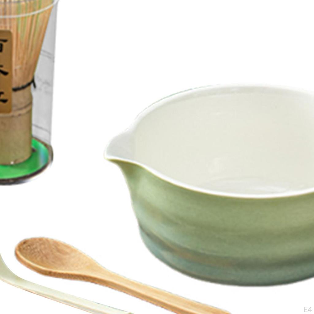 5 Pieces Matcha Whisk Set Bowl with Spout Handmade Tea Ceremony Traditional Gift for