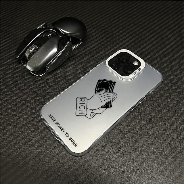 

Есть Деньги Жжечь Жесткий Чехол для iPhone 16 15 14 13 12 11 Pro Max Цветной Посеребренный Внутренний Чехол Funda Coque for iPhone 15 белый