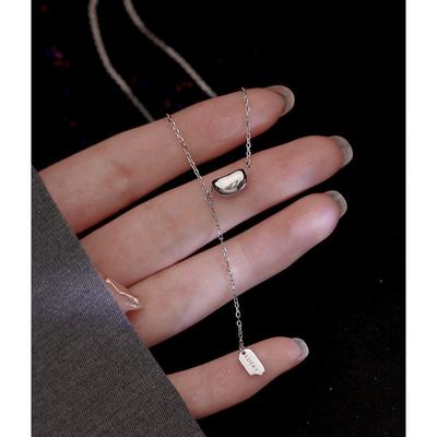 Lucky Bean S925 Sterling Silver Necklace Female Summer Ins Niche Design Simple No Color Fading Necklace