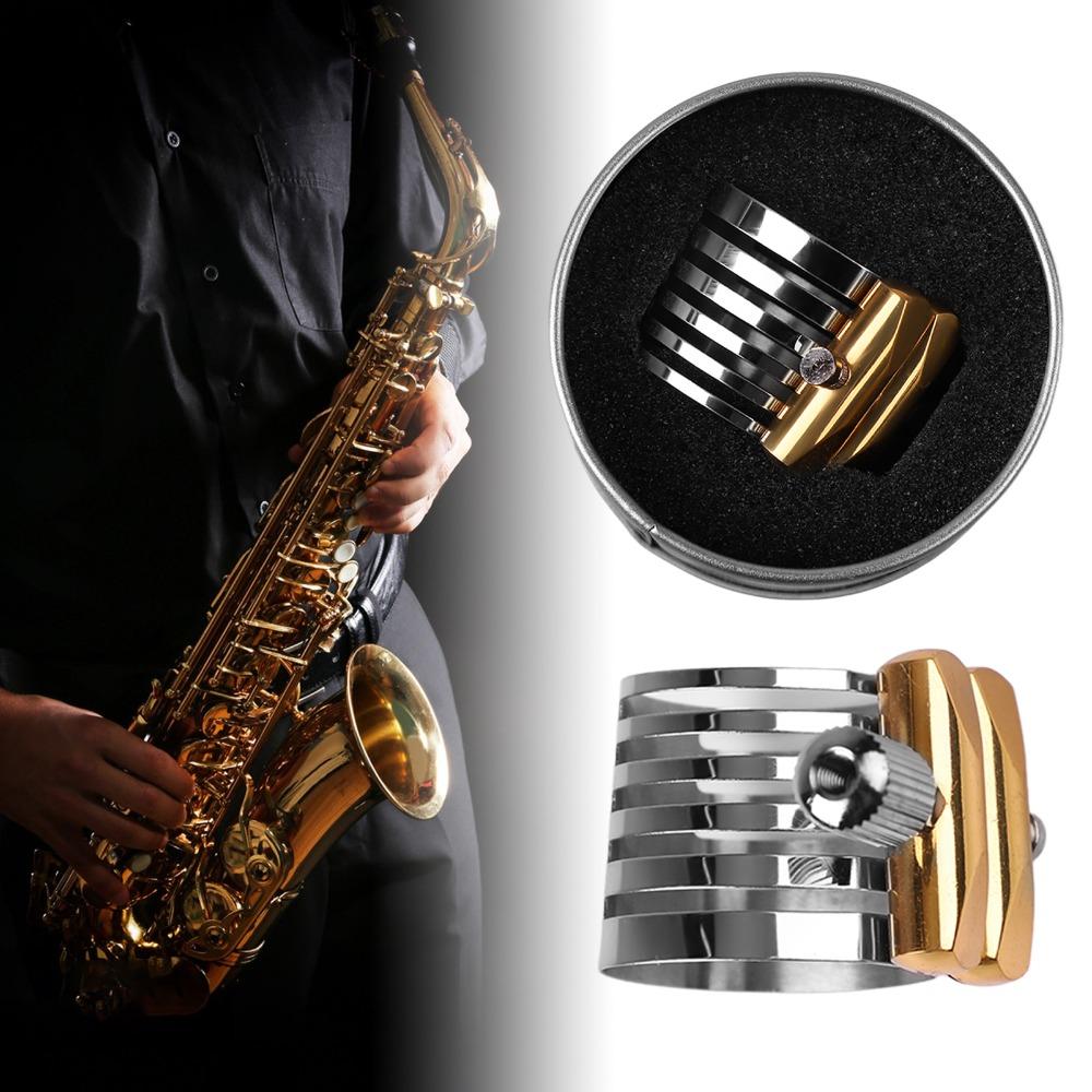 Stainless Steel Saxophone Ligature Silver+Golden Mouthpiece Ligature For Alto Saxophone