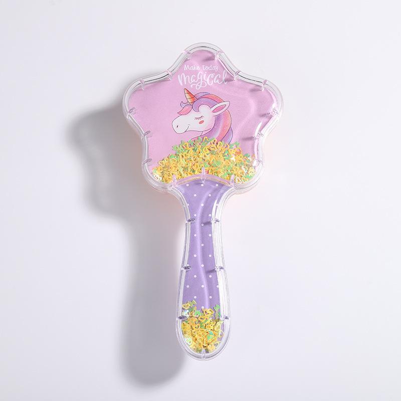 2023 New Cartoon Quicksand Comb with Glitter and Foam Hair Cushion Massage Comb for Cosmetic Styling