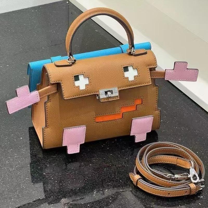 Mosaic Doll Bag Mini Crossbody Bag Little Red Book Same Monster Geometry Contrast Color Doll Bag