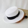 French flat-top sun-protection hat for women, summer beach vacation sunshade hat, internet celebrity woven wide-brim fresh top hat