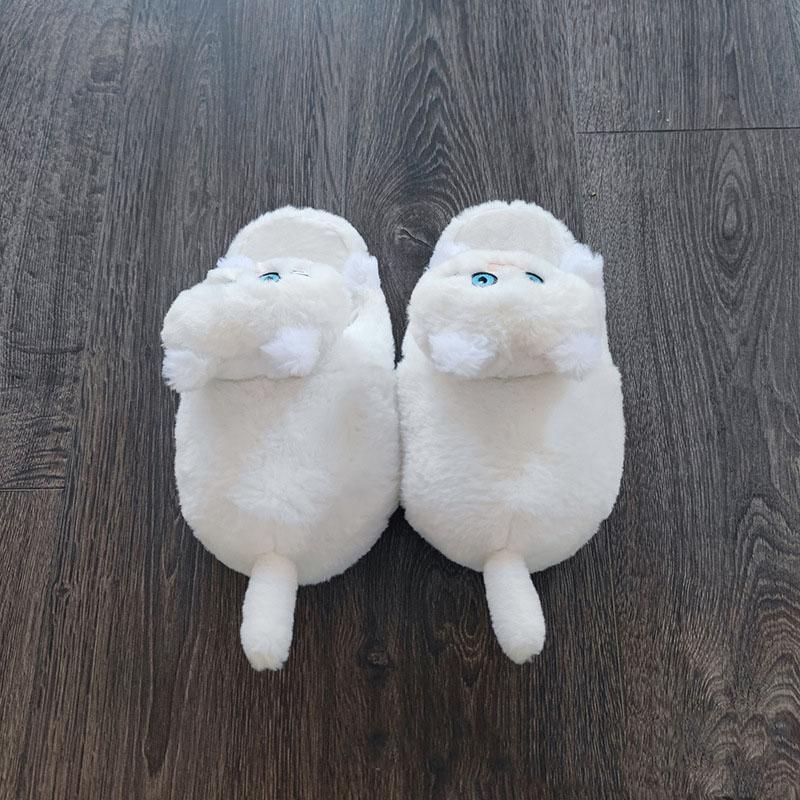 Пушистые белые кошачьи тапочки мужские Footsie Kitten Fur Мюли Домашняя обувь Cuddle — фото 3