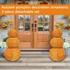 3 Piece Stackable Pumpkin Decoration Set Wicker Material Detachable Design Requires Assembly Fall Seasonal Home Decor with Instruction Manual Included