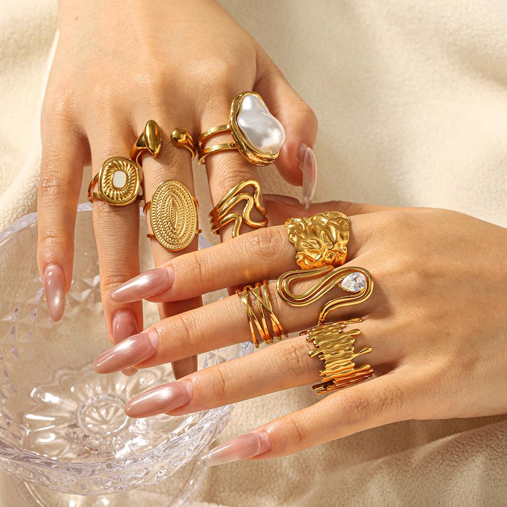 Titanium steel ring, Ins style niche high-end open ring, non-fading, 18k gold stainless steel jewelry