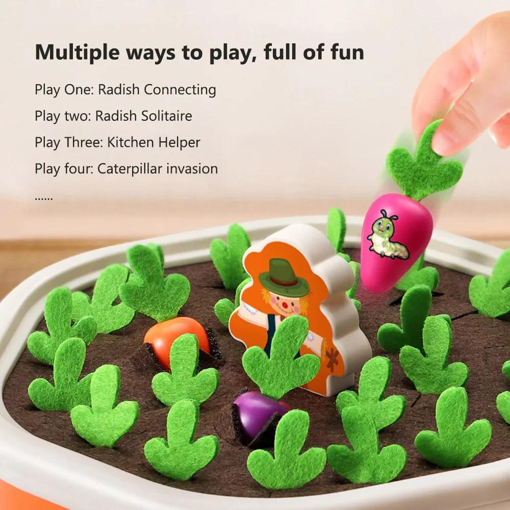 Baby Pull Out Radish Toys Montessori Toddler Memory Sorting Fine Motor Skills Education Fun Carrot Harvest Desk Game Teach Tool