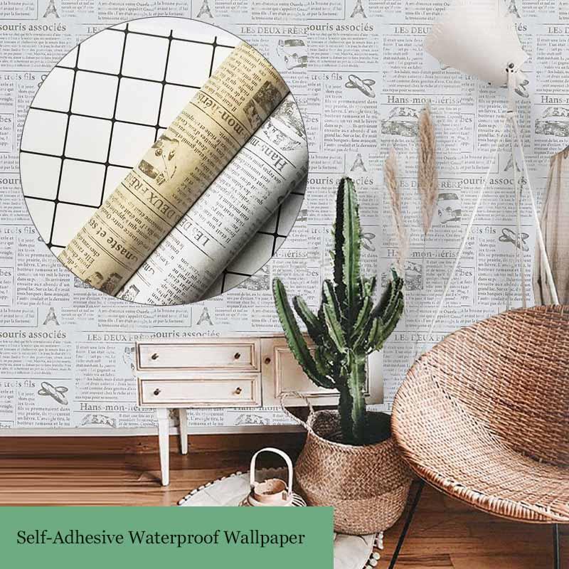 

Retro English Newspapers Self-Adhesive Waterproof Wallpaper Wall Decor Desk & Furniture DIY Removable Stickers 45cm*10m білий