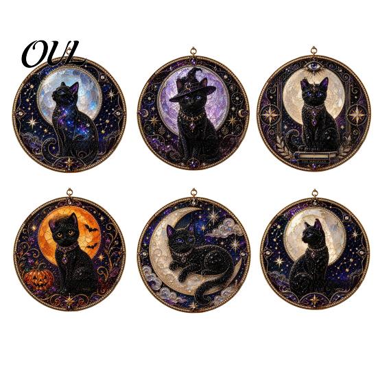 Cute Animal Decoration Black Cat Diamond Art Kits for Adults Beginners, DIY Material Package, Healing Craft Hobby Painting Set Home Wall Decor
