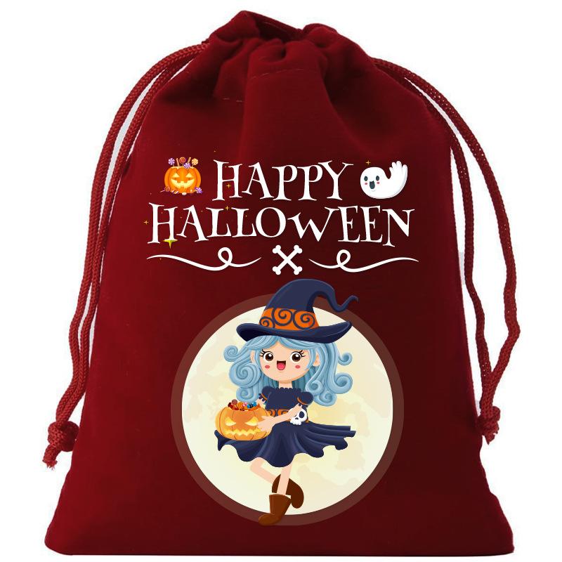 8/12Pcs 2025 New Halloween Gift Bags Children'S Trick-Or-Treat Candy Bags Pumpkin Bags Flannel Drawstring Candy Bags 10X12Cm