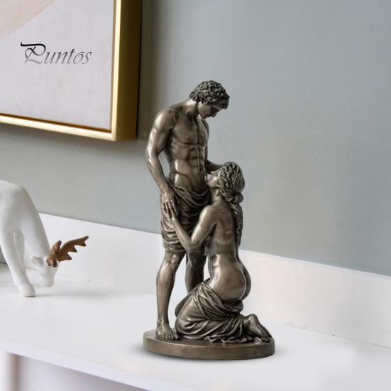 Vintage Ornament Statue Ornament, Mythology Collectible Bookshelf with Distressed Bronze Texture Retro Home Decor Wrinkled Clothing Pattern for Living
