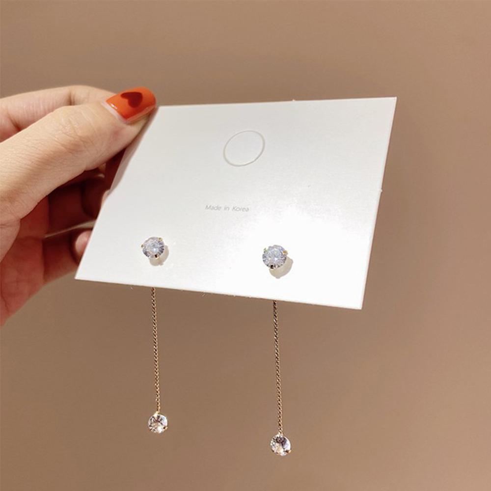 Korean Front And Back Simple Two wear Delicate Zircon Earrings Stud Earrings Jewelry Long Tassel