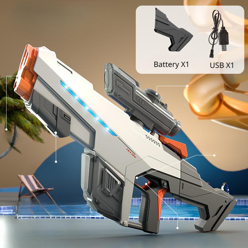 Electric Water Gun Automatic Continuous Shooting Water Gun Large Capacity Rapid Shooting Summer Beach Pool Toy Pink Gun Boy Gift