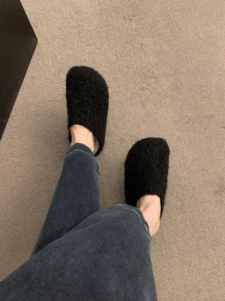 Мохнатые тапочки-сумка женские внешние полусапожки мягкая подошва плюшевые Birkenstocks ретро уродливые милые Birkenstocks 35