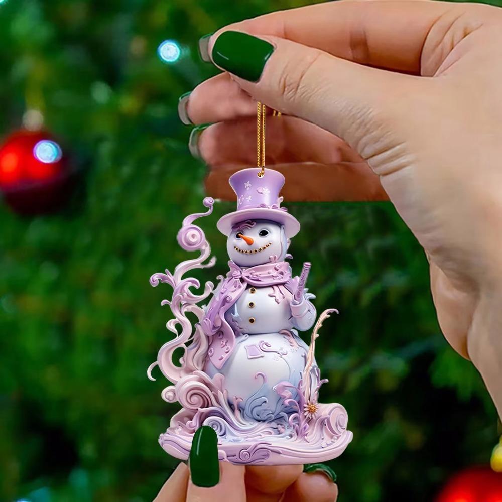 Flat Printing Hanging Pendants Pink Snowman Xmas Tree Ornament Party Supplies