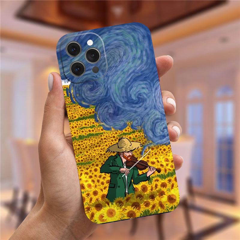 Vincent Van Gogh Notte Stellata fiore Custodia per Telefono Per iphone 13 12 11 Pro Max Mini X XR XS 8 7 Plus Mona Lisa David Copertura Morbida